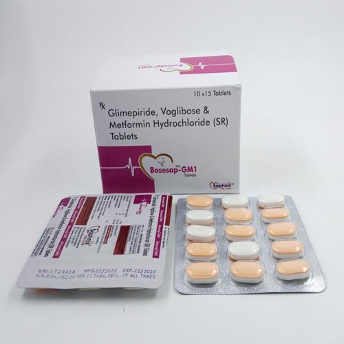 Voglibose 0.2mg + Glimepiride 1mg + Metformin Hydrochloride 500mg Tablets